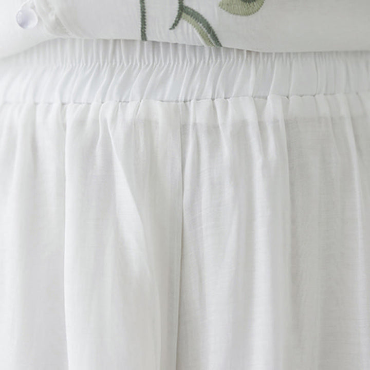 Buddha Stonesフラワー刺繍半袖Tシャツ ワイドレッグパンツ 2点セット