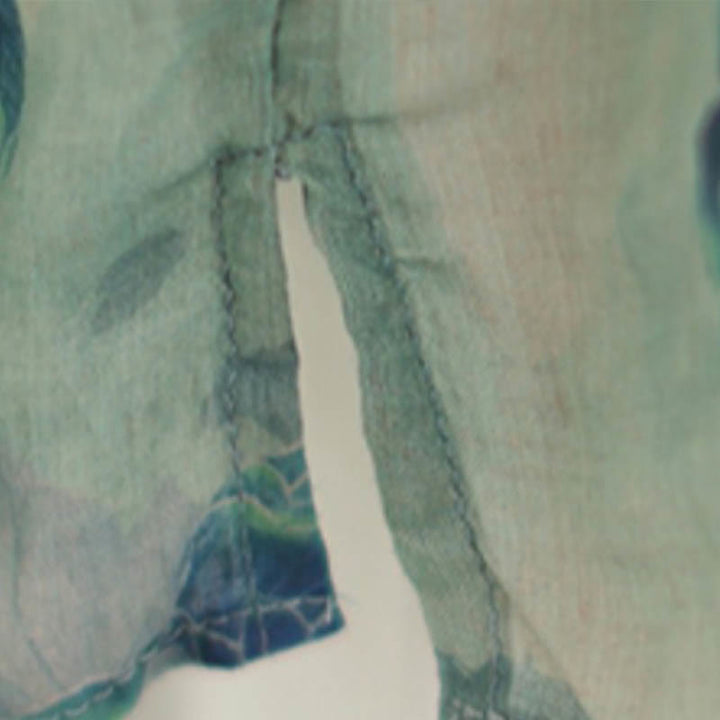 Buddha Stonesプラスサイズ ブルー ジャカランダ フラワー デザイン 七分袖 ラミー リネン シャツ - image 13