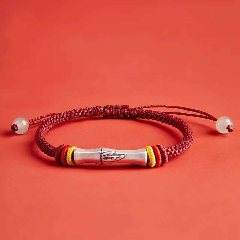 Buddha Stones999スターリングシルバー赤紐バンブー エンライトメントブレスレット - ダークレッド(手首周り14~21cm) - image 12
