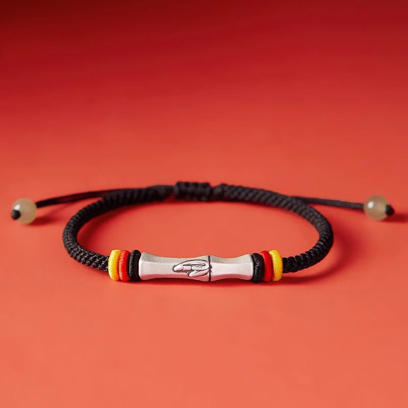Buddha Stones999スターリングシルバー赤紐バンブー エンライトメントブレスレット - ブラック(手首周り14~21cm) - image 15