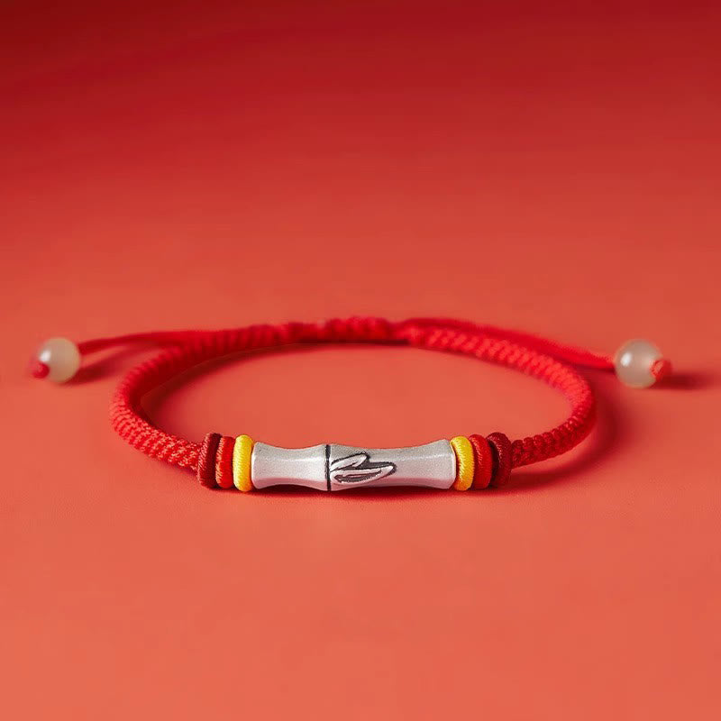 Buddha Stones999スターリングシルバー赤紐バンブー エンライトメントブレスレット - レッド(手首周り14~21cm) - image 13