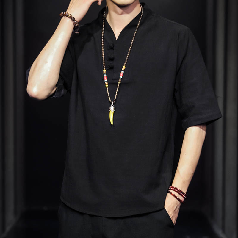 Buddha Stonesカジュアル サマー ハーフスリーブ シャツ コットン メンズ ウェア - image 12