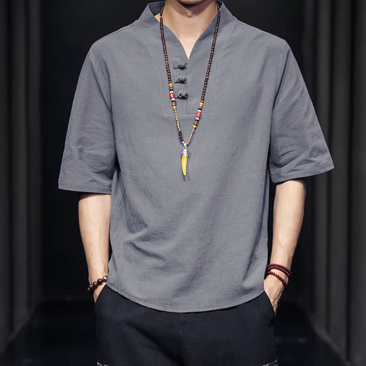 Buddha Stonesカジュアル サマー ハーフスリーブ シャツ コットン メンズ ウェア - image 18