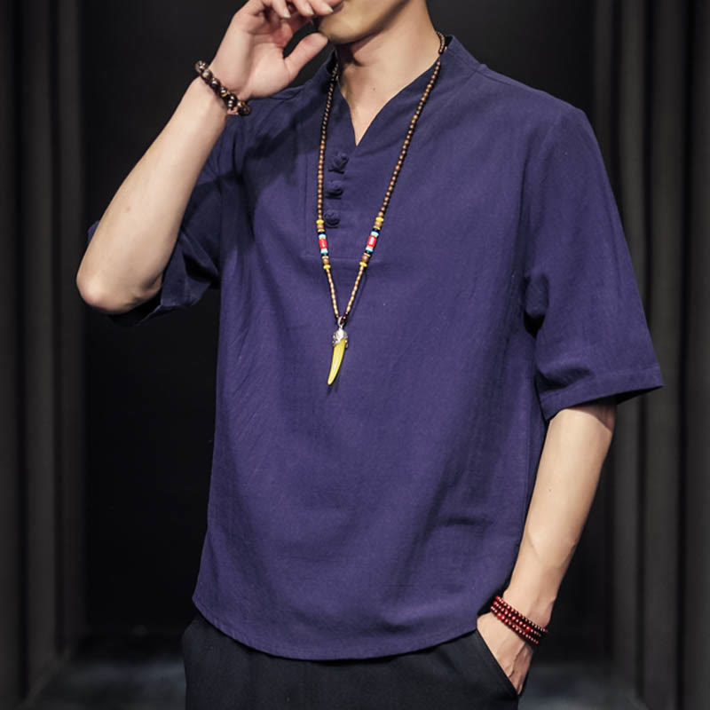 Buddha Stonesカジュアル サマー ハーフスリーブ シャツ コットン メンズ ウェア - image 29