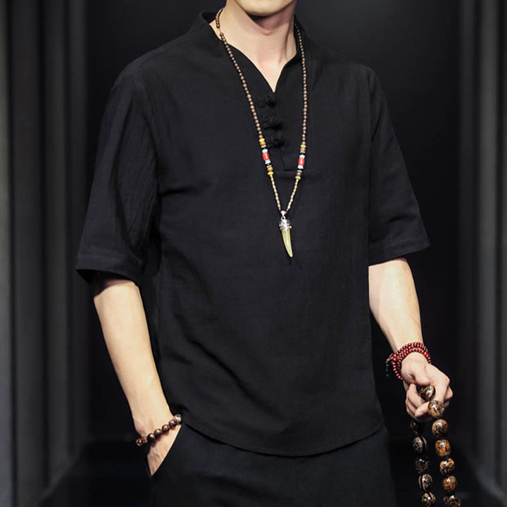 Buddha Stonesカジュアル サマー ハーフスリーブ シャツ コットン メンズ ウェア - image 14