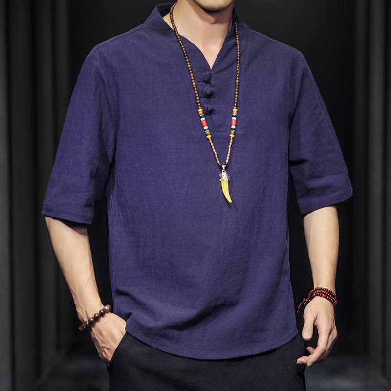 Buddha Stonesカジュアル サマー ハーフスリーブ シャツ コットン メンズ ウェア - image 26