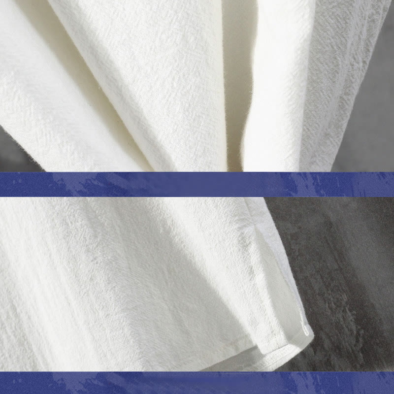 Buddha Stonesカエルボタン 無地 中国唐装 半袖シャツ リネン メンズ 服 - image 4