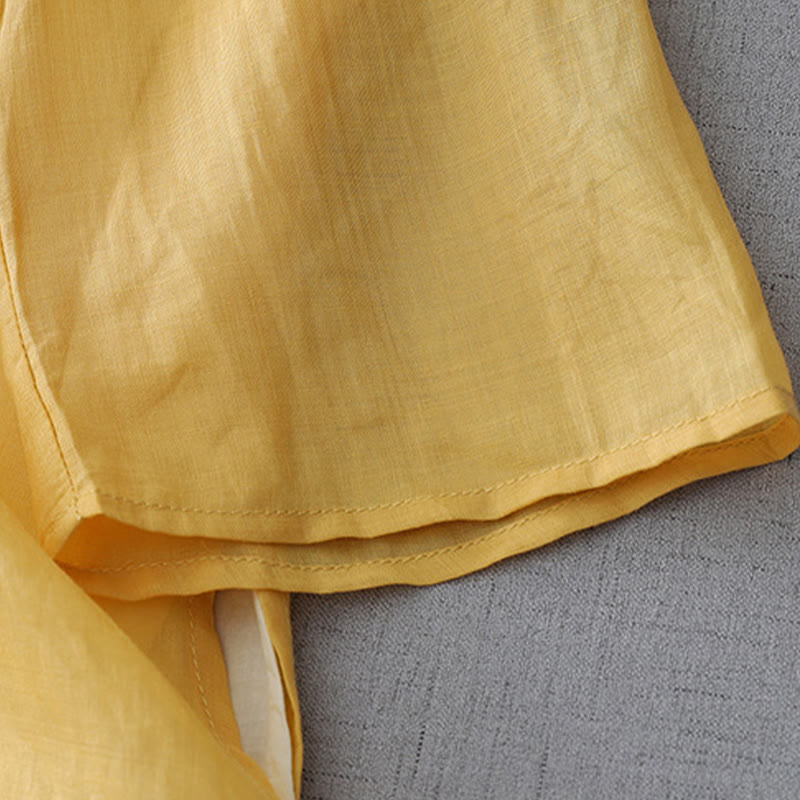 Buddha Stones無地 フロッグボタン 七分袖 ダブルレイヤー コットンリネンシャツ - image 13