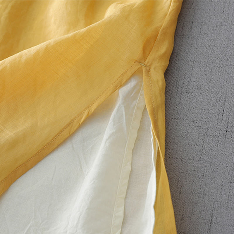 Buddha Stones無地 フロッグボタン 七分袖 ダブルレイヤー コットンリネンシャツ - image 14