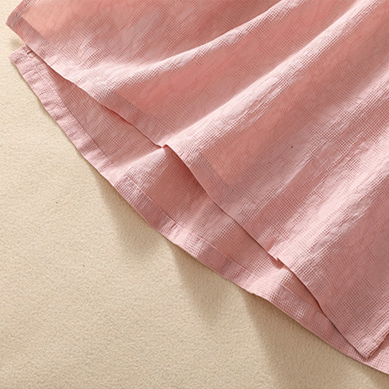 Buddha Stones梅刺繍カエルボタン半袖コットンリネンシャツ - image 9