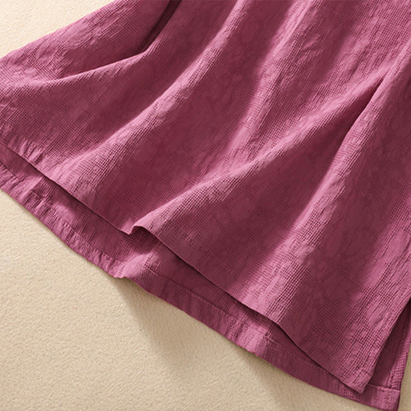 Buddha Stones梅刺繍カエルボタン半袖コットンリネンシャツ - image 38