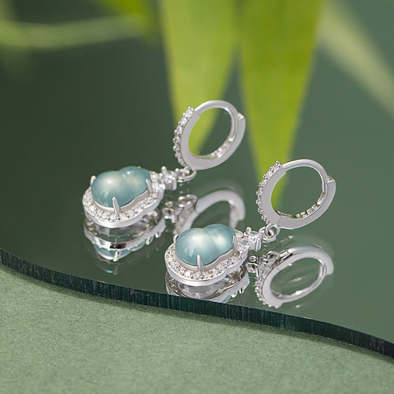 Buddha Stones925スターリングシルバー グリーンジェイド ひょうたん アバンダンス ドロップイヤリング