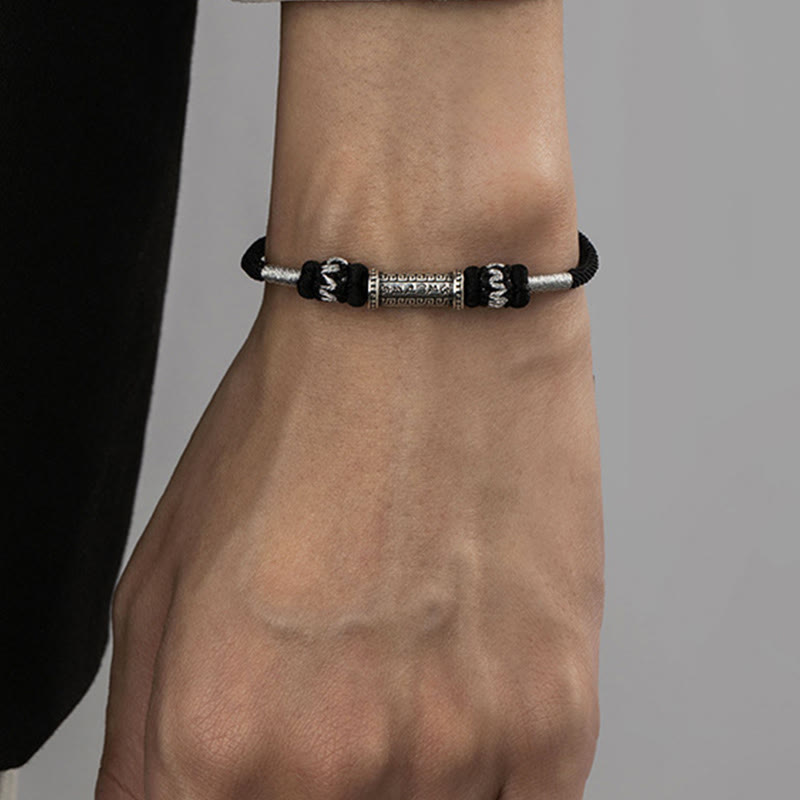 Buddha Stones925スターリングシルバーオーム・マニ・パドメ・フムウィズダム編みロープブレスレット - image 12
