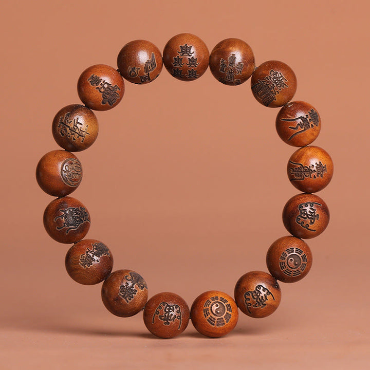 Buddha Stones、雷に打たれたナツメの木、陰陽八卦、道教の禁忌の経典のシンボルが刻まれた幸運ブレスレット