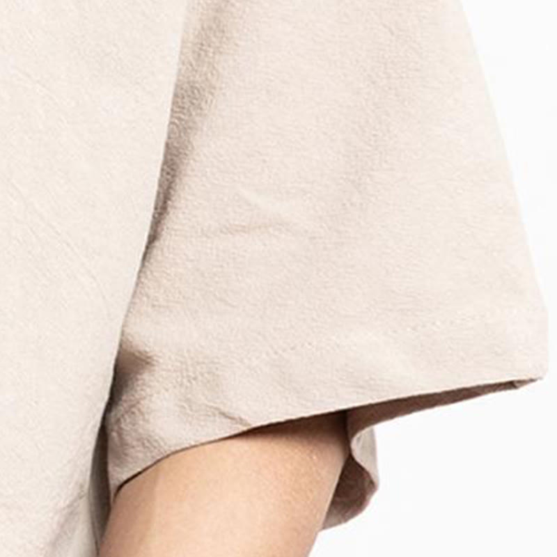 Buddha Stones中国唐装 刺繍 半袖シャツ リネン メンズ服