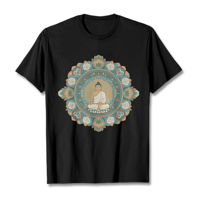 Buddha Stones曼荼羅花仏Tシャツ - 黒 - 2XL - image 6