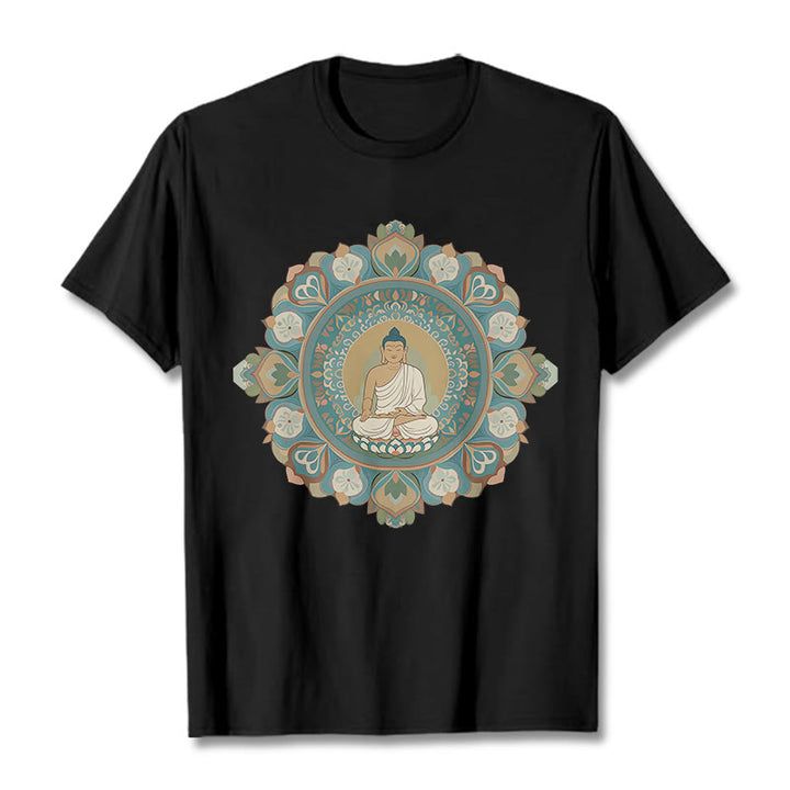 Buddha Stones曼荼羅花仏Tシャツ - 黒 - 2XL - image 6