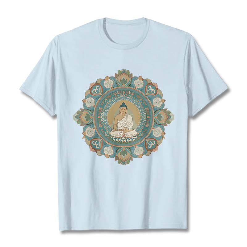 Buddha Stones曼荼羅花仏Tシャツ - ライトシアン - 2XL - image 18