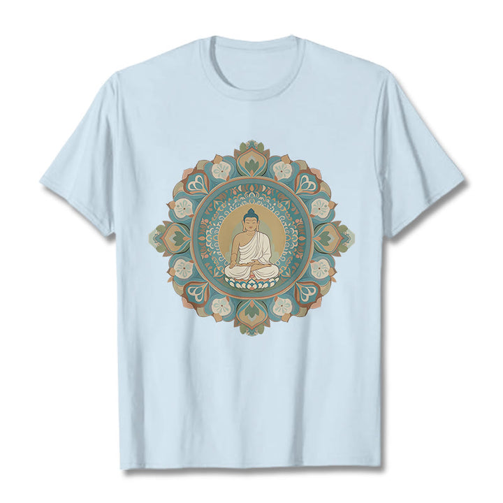 Buddha Stones曼荼羅花仏Tシャツ - ライトシアン - 2XL - image 18