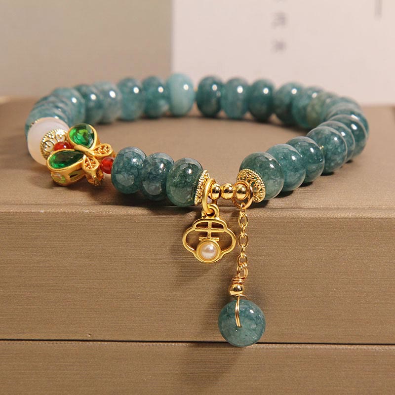 Buddha Stones翡翠 白瑪瑙 蝶 そろばん ビーズ 豊穣のブレスレット