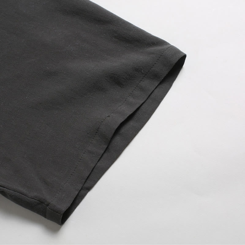 Buddha Stonesメンズ 無地 ラウンドネック 半袖 コットンリネン シャツ