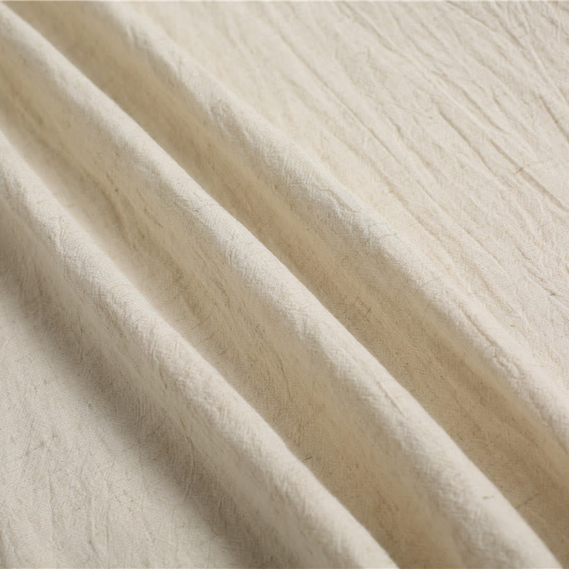 Buddha Stonesメンズ 無地 ラウンドネック 半袖 コットンリネン シャツ