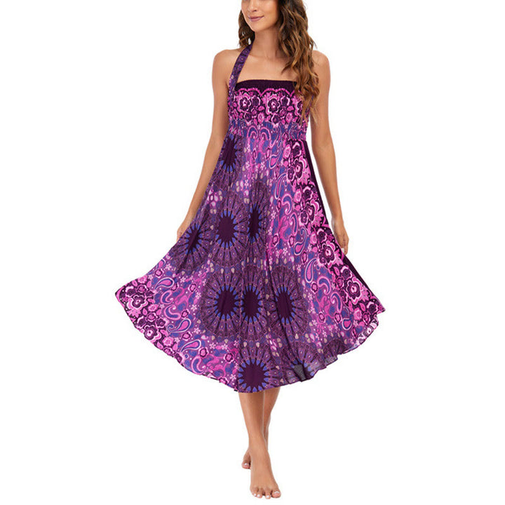 Buddha Stonesの2つのスタイルで着るボヘミアン曼荼羅フラワーウォータードロップレースアップスカートドレス - image 7