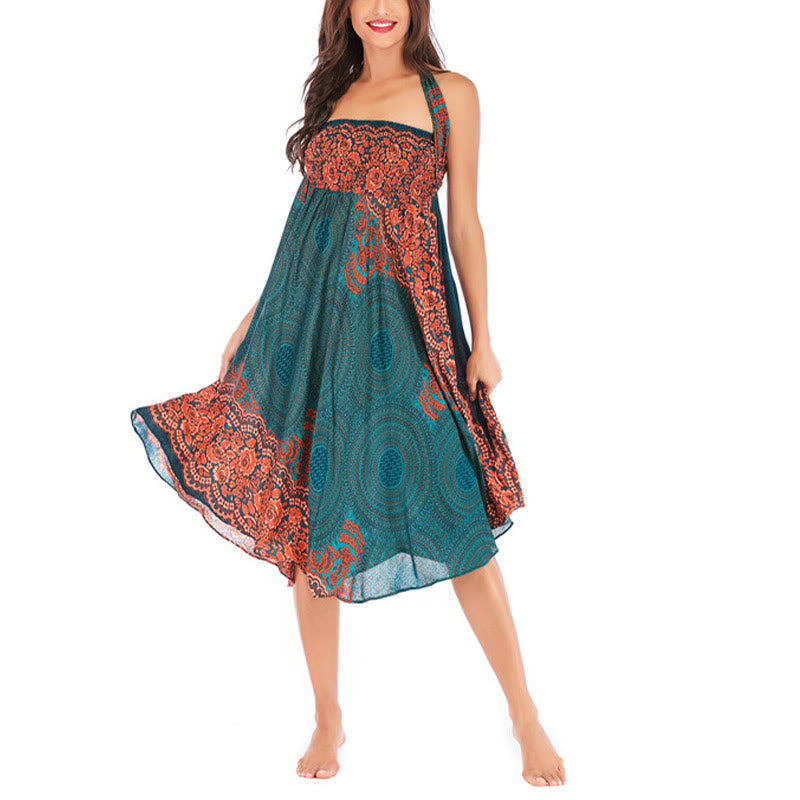 Buddha Stonesツースタイルウェア ボヘミアンコンパスローズフラワーレースアップスカートドレス - image 2