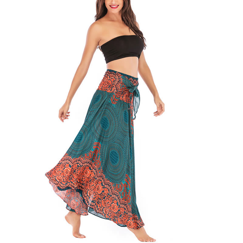 Buddha Stonesツースタイルウェア ボヘミアンコンパスローズフラワーレースアップスカートドレス - image 3