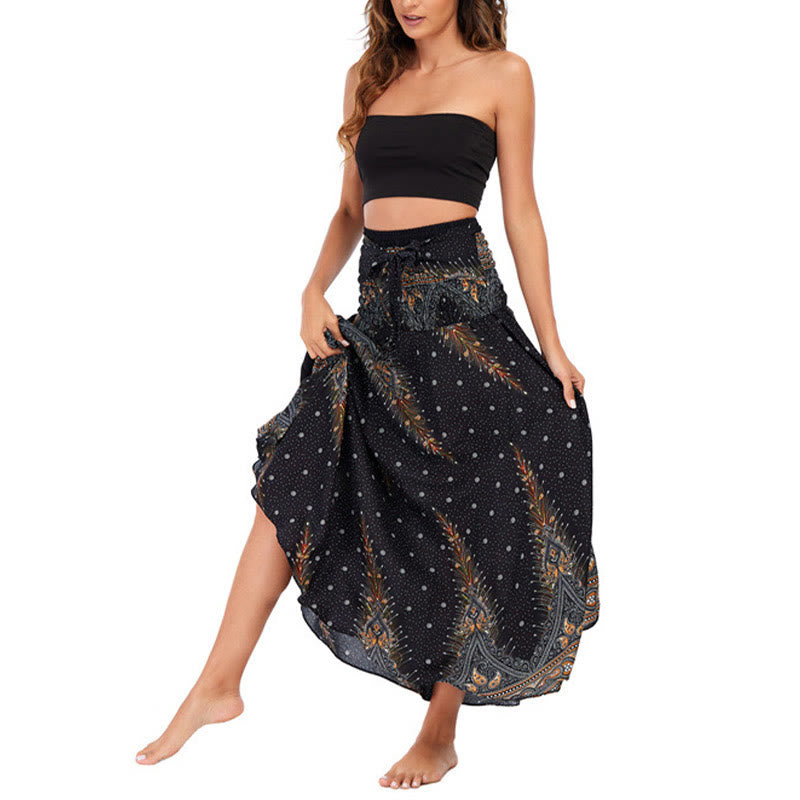 Buddha Stonesツースタイルウェア ボヘミアン サマー ピーコックフェザー レースアップ スカート ドレス - image 11