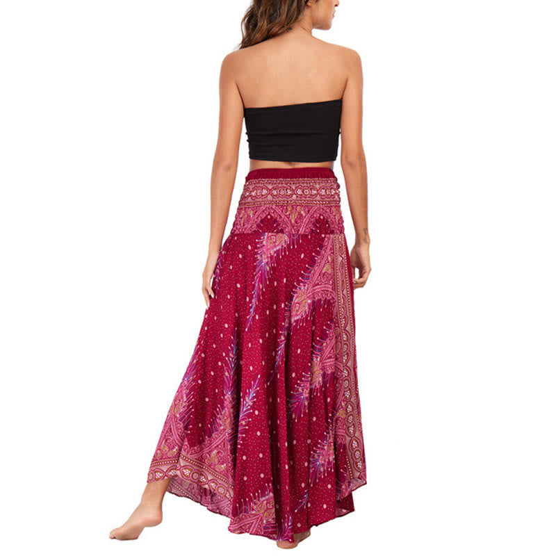 Buddha Stonesツースタイルウェア ボヘミアン サマー ピーコックフェザー レースアップ スカート ドレス - image 19