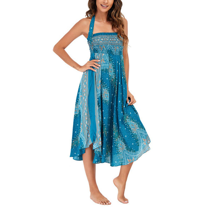 Buddha Stonesツースタイルウェア ボヘミアン サマー ピーコックフェザー レースアップ スカート ドレス - image 6