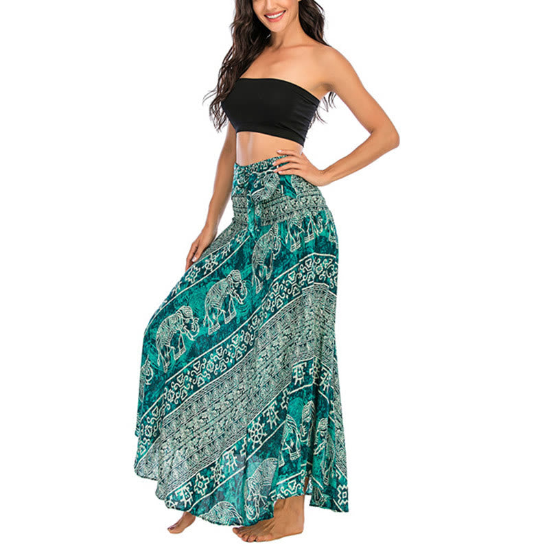 Buddha Stonesの2つのスタイルが着られるボヘミアンエレファントジオメトリックレースアップスカートドレス - image 29