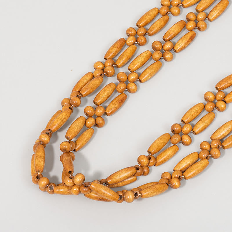 Buddha Stonesの手編み木製ビーズショルダーバッグハンドバッグ