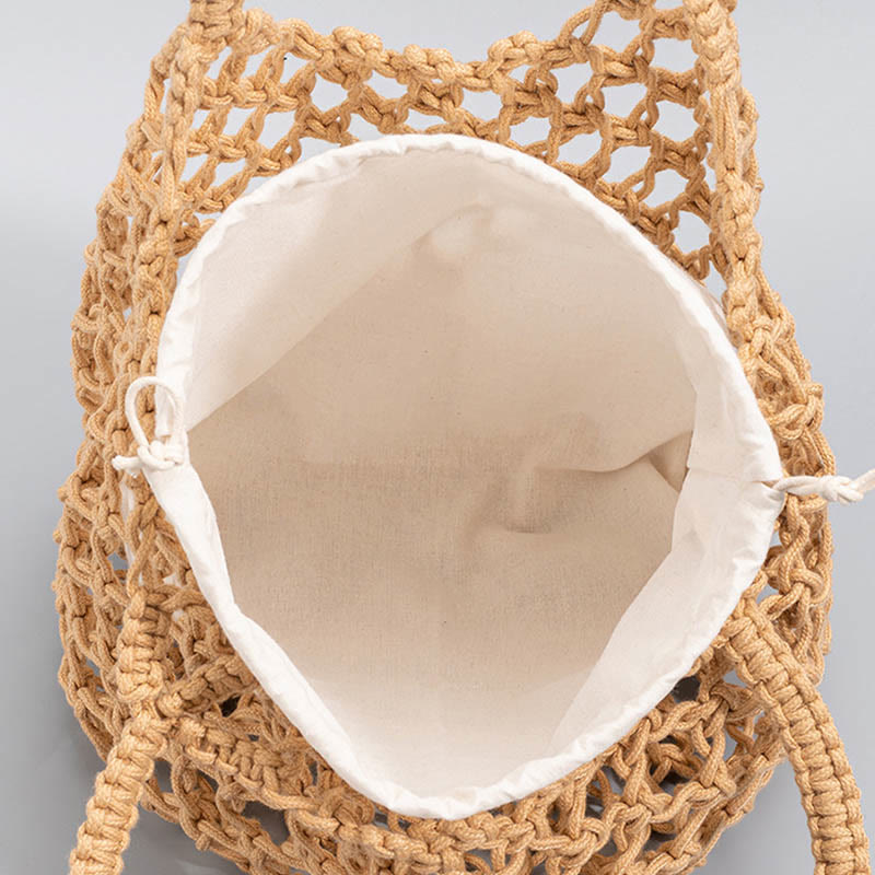 Buddha Stonesの手編みコットン糸ショルダーバッグハンドバッグ