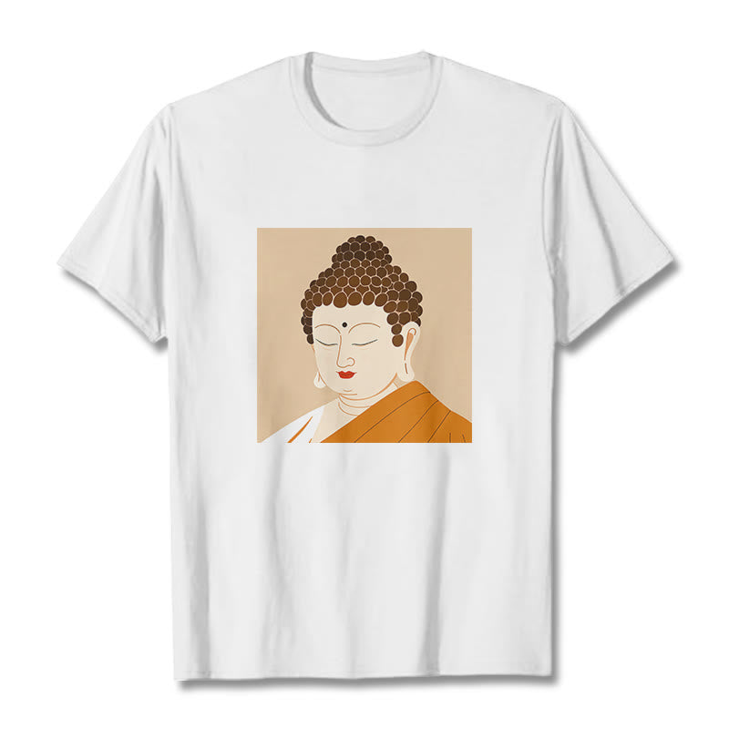 Buddha Stones目を閉じてリラックス 仏陀Tシャツ - 白 - 2XL - image 1
