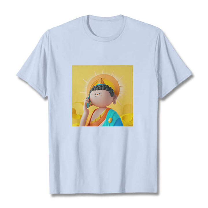 Buddha Stonesブッダが電話に出るTシャツ - ライトシアン - 2XL - image 18