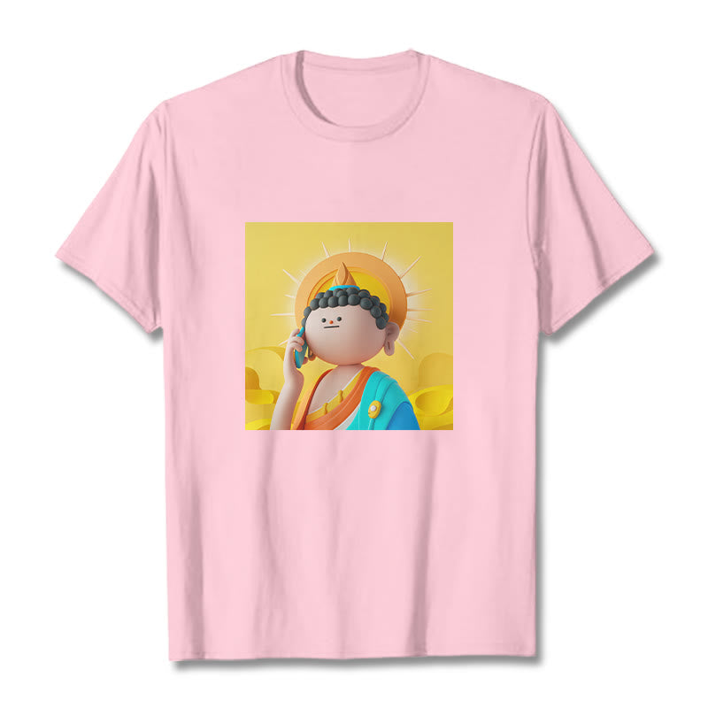 Buddha Stonesブッダが電話に出るTシャツ - ライトピンク - 2XL - image 12