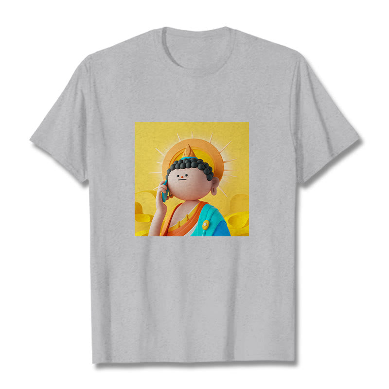 Buddha Stonesブッダが電話に出るTシャツ - ライトグレー - 2XL - image 19