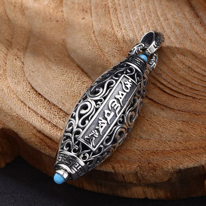 Buddha Stonesチベットオーム・マニ・パドメ・フム九眼 ビーズ模様 平和 清浄 回転式ネックレスペンダント - image 5