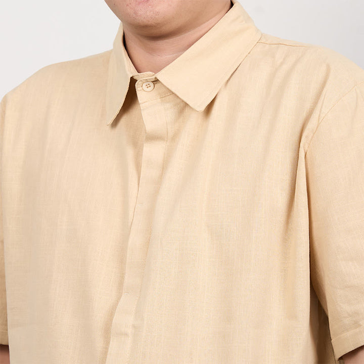 Buddha Stonesメンズ 半袖 ボタン カジュアル コットン リネン シャツ - image 7