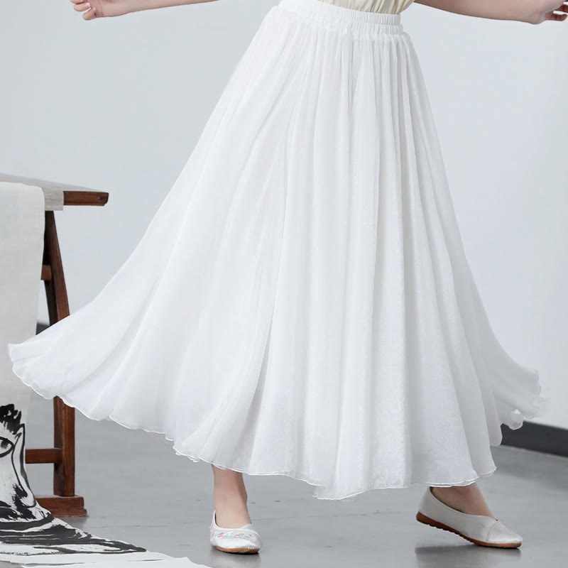 Buddha Stones2点セット 牡丹の花 チャイナドレス ミディ丈 スカート シフォン 禅服 レディース セット - スカート - 2XL( US6、 UK/AU10、EU38に適合) - image 6