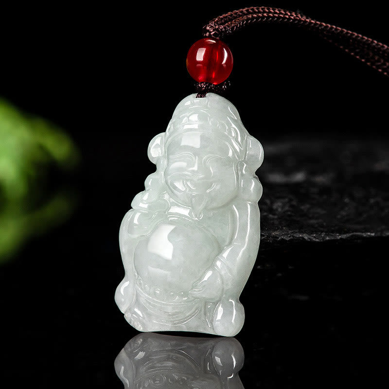 Buddha Stones天然翡翠 中国 富の神 財神インゴット 幸運のネックレス ペンダント