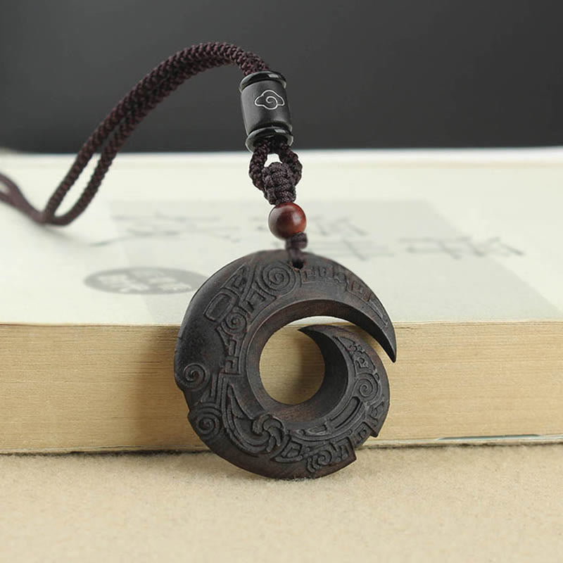 Buddha Stones黒檀 白檀 運気アップ デザイン柄 平和 ネックレス ペンダント