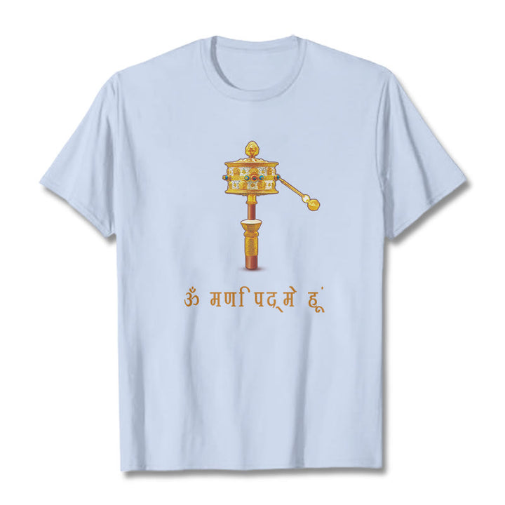 Buddha Stonesサンスクリット語 OM NAMAH SHIVAYA祈祷ホイールTシャツ Tシャツ - ライトシアン - 2XL - image 20