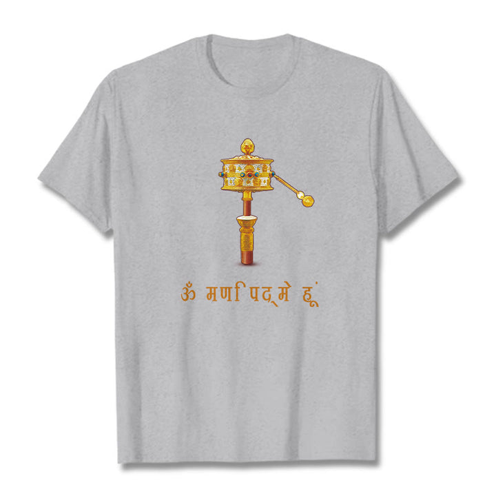 Buddha Stonesサンスクリット語 OM NAMAH SHIVAYA祈祷ホイールTシャツ Tシャツ - ライトグレー - 2XL - image 1
