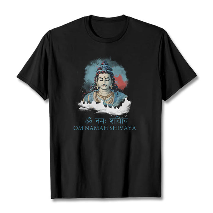 Buddha Stonesサンスクリット語 OM NAMAH SHIVAYA カラフルな雲 T シャツ - 黒 - 2XL - image 1