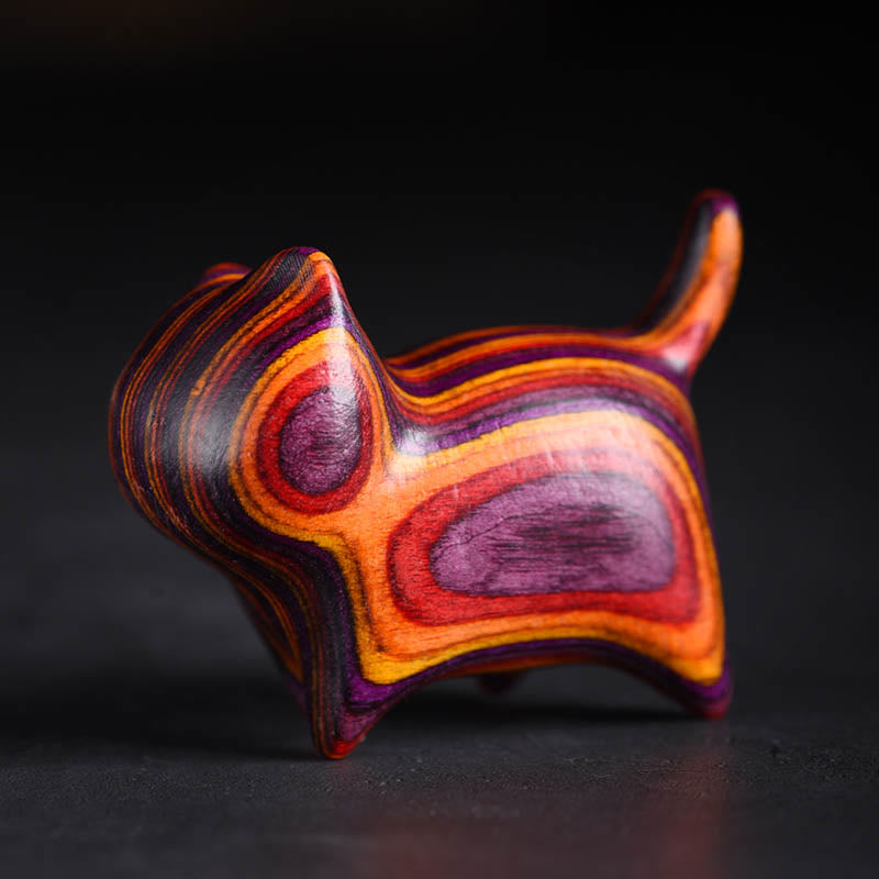 Buddha Stonesミニ猫子猫カラフルな木製かわいいペットの装飾 - オレンジパープルキャット 4.7×2.2×3.5cm - image 1