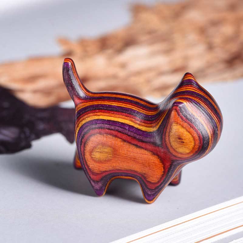 Buddha Stonesミニ猫子猫カラフルな木製かわいいペットの装飾 - image 3