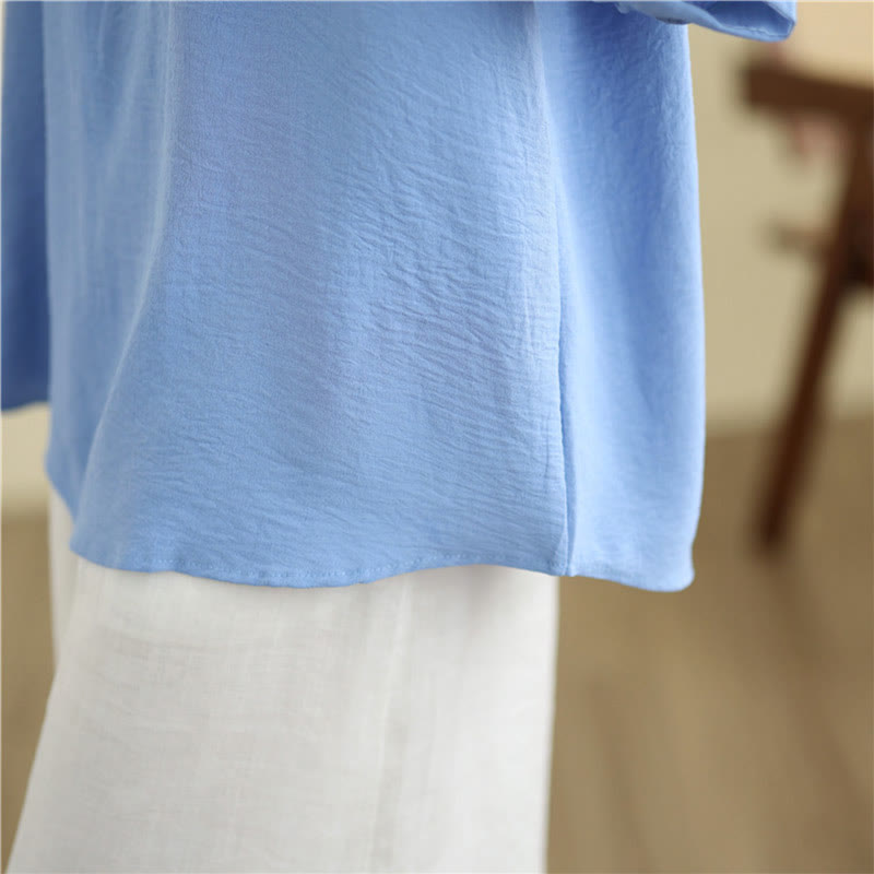 Buddha Stonesフローラル刺繍 Vネック ハーフスリーブ Tシャツ - image 11